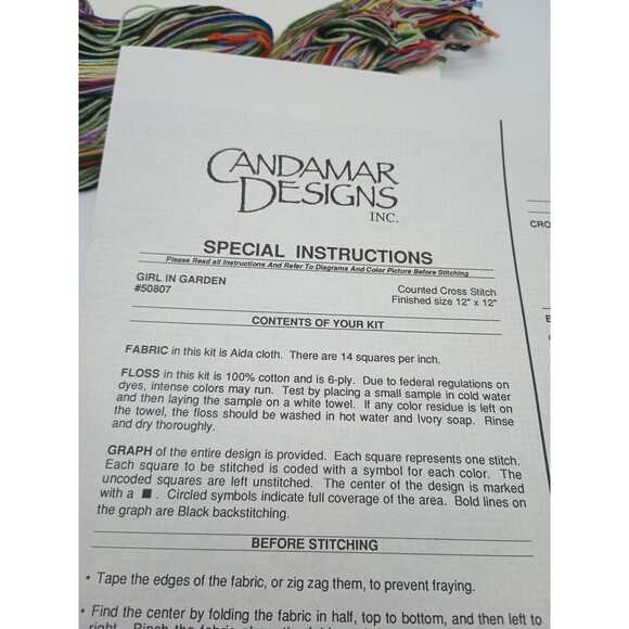 Vtg Candamar Designs Counted Cross Stitch Kit Girl In Garden - Picture 5 of 6